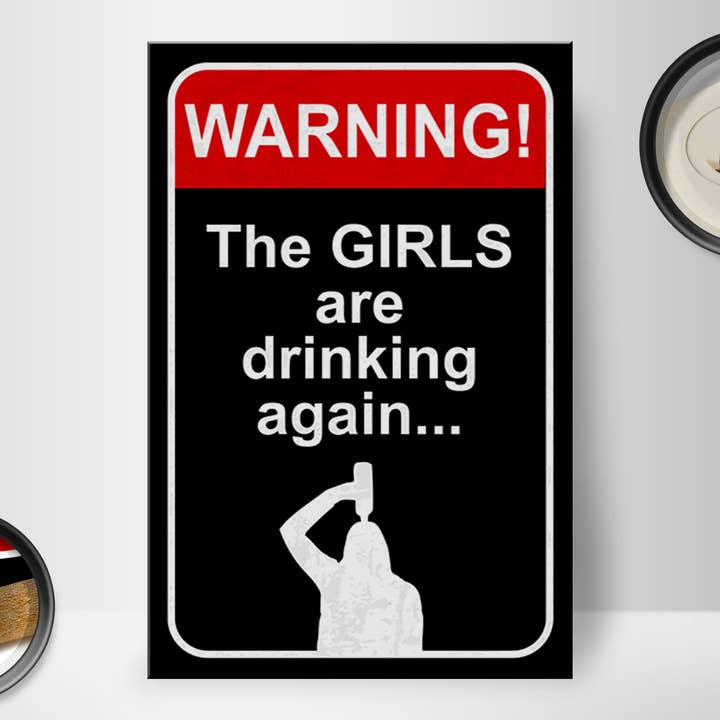 Femer – Großhandel Schilder – Holzschild Spruch 30x40 cm Warning girls drinking Schild1
