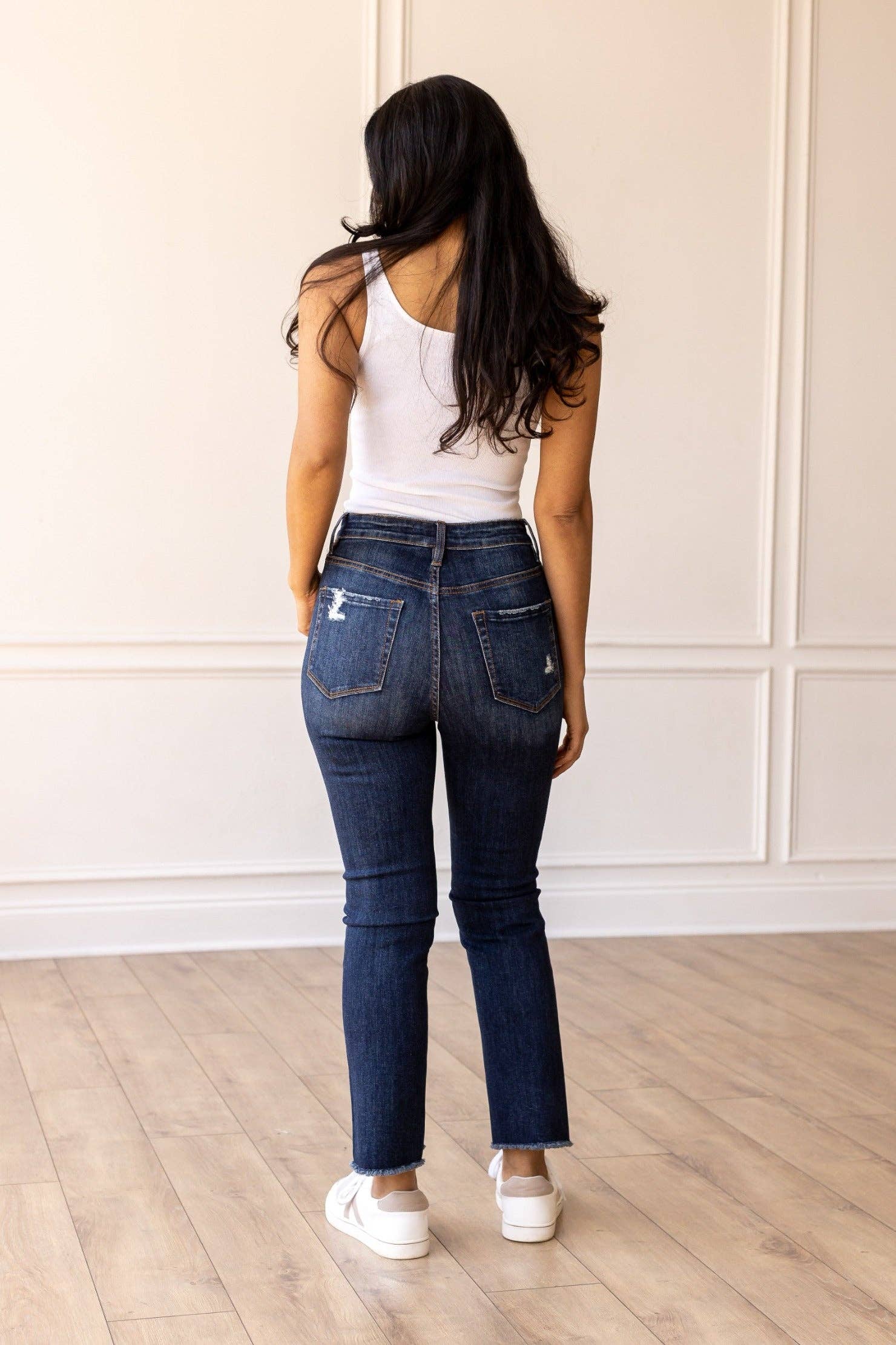 Blue The Juliette Dark Wash Distressed Jeans for wholesale on Faire2
