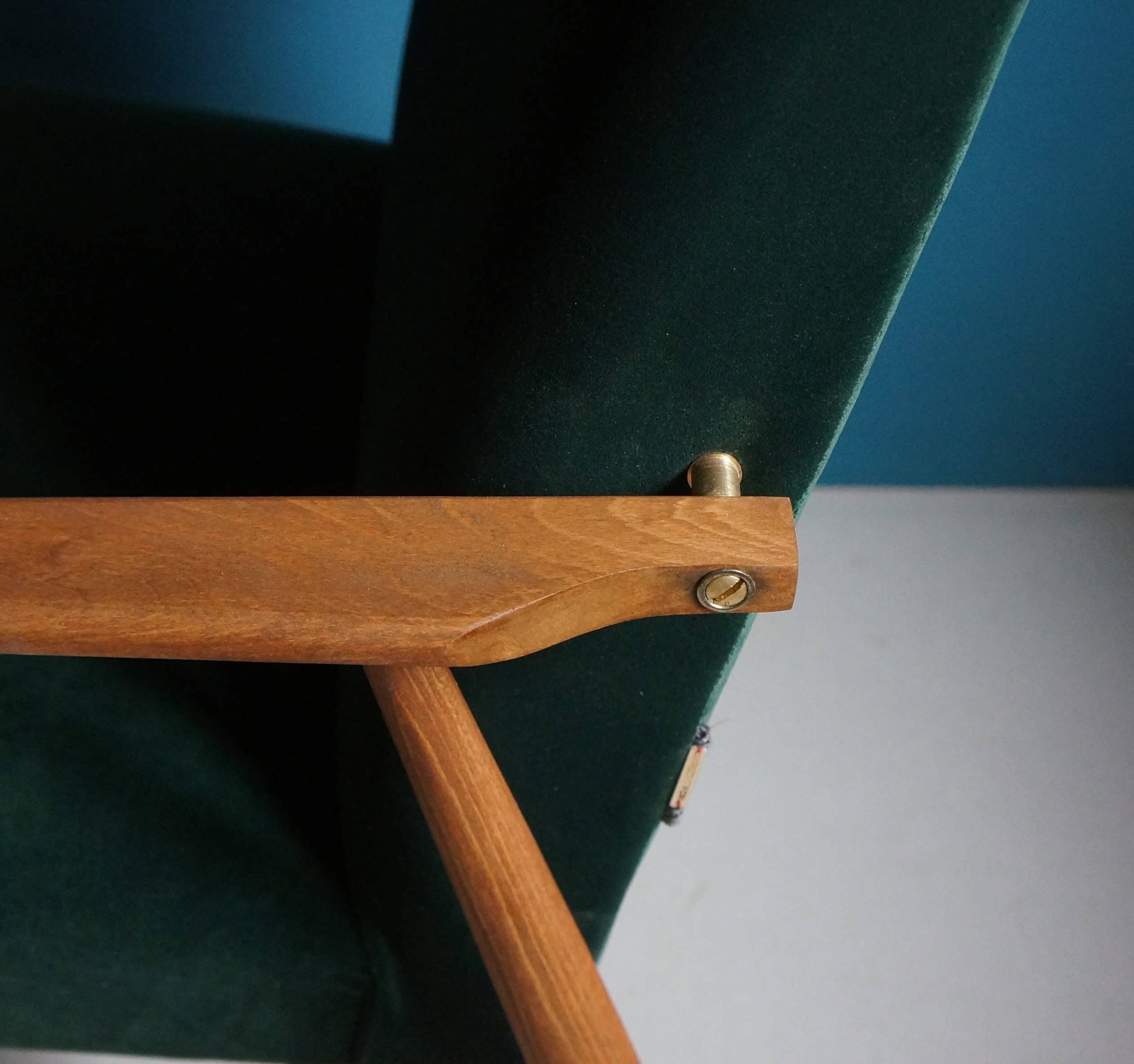 Workshop of Forms - Wholesale Chair - Vintage Armchair From Mid Century, Green Velvet Upholstery,8
