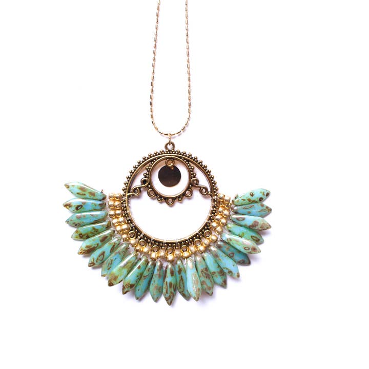 MANOUCHE necklace with woven glass beads for wholesale by Misdi By Diane