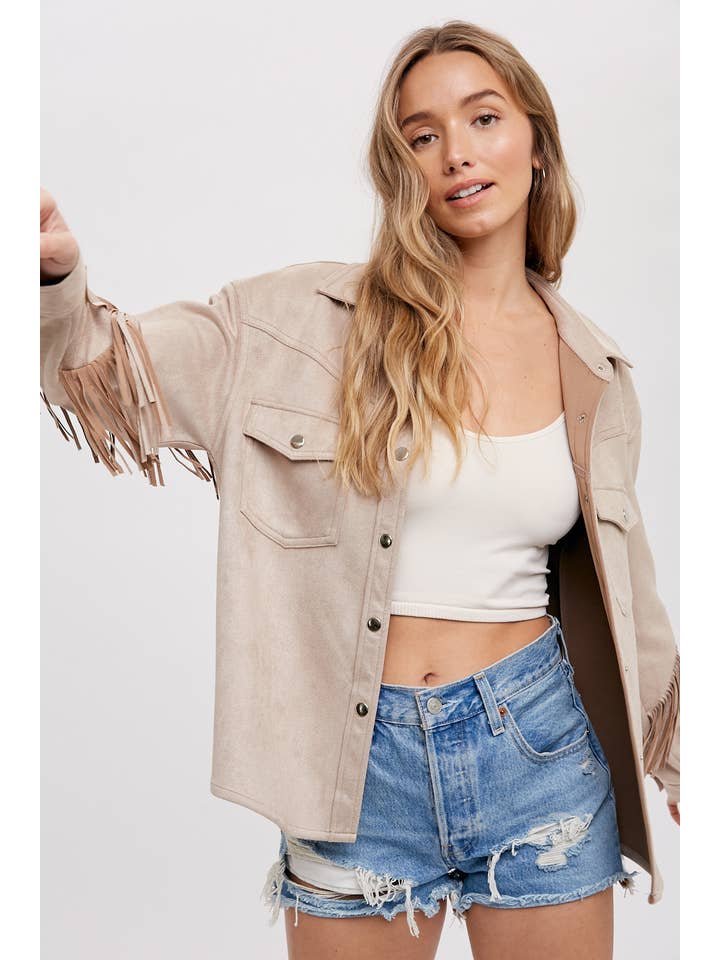 Bluivy - Wholesale Shirt Jacket/Shacket - Women's - VEGAN SUEDE FRINGED SHACKET7