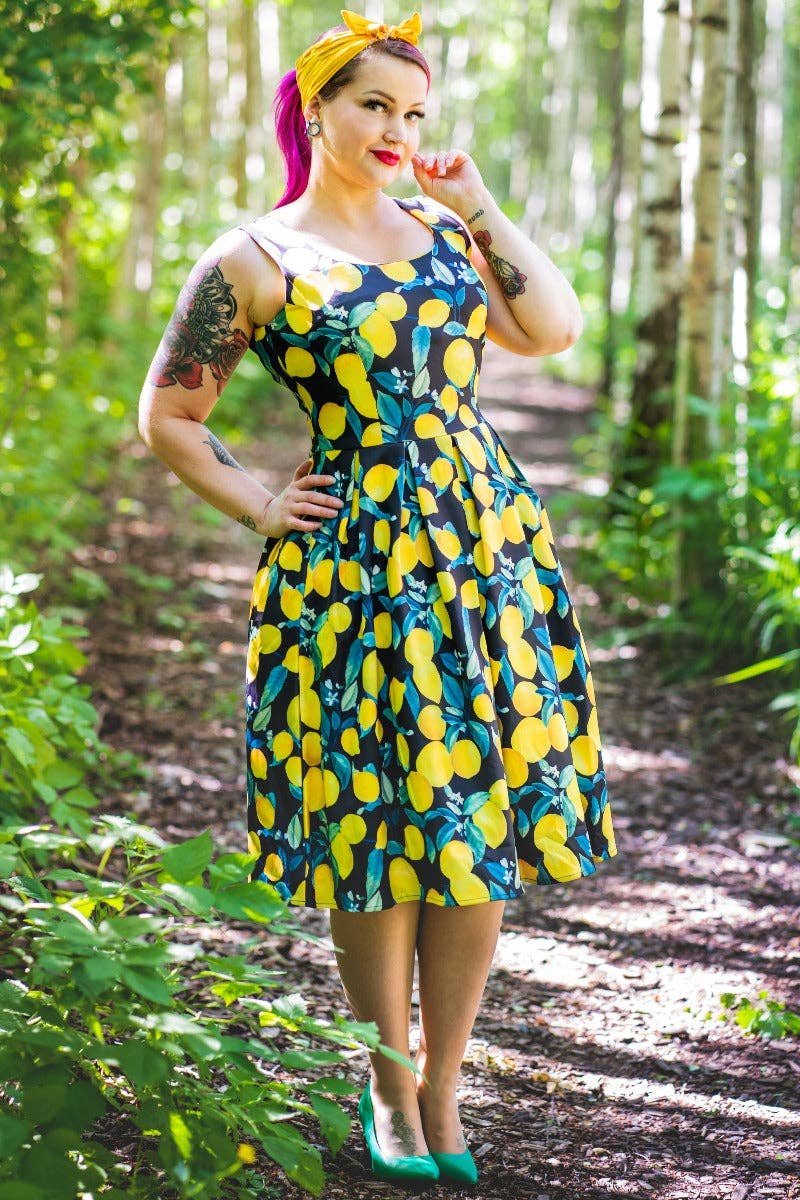 Dolly & Dotty - Wholesale Dress - Women's - Amanda Vintage Inspired Black Lemon Dress2