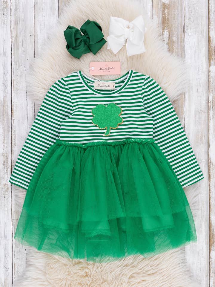 Striped Shamrock Tulle Dress for wholesale by Marie Nicole Clothing