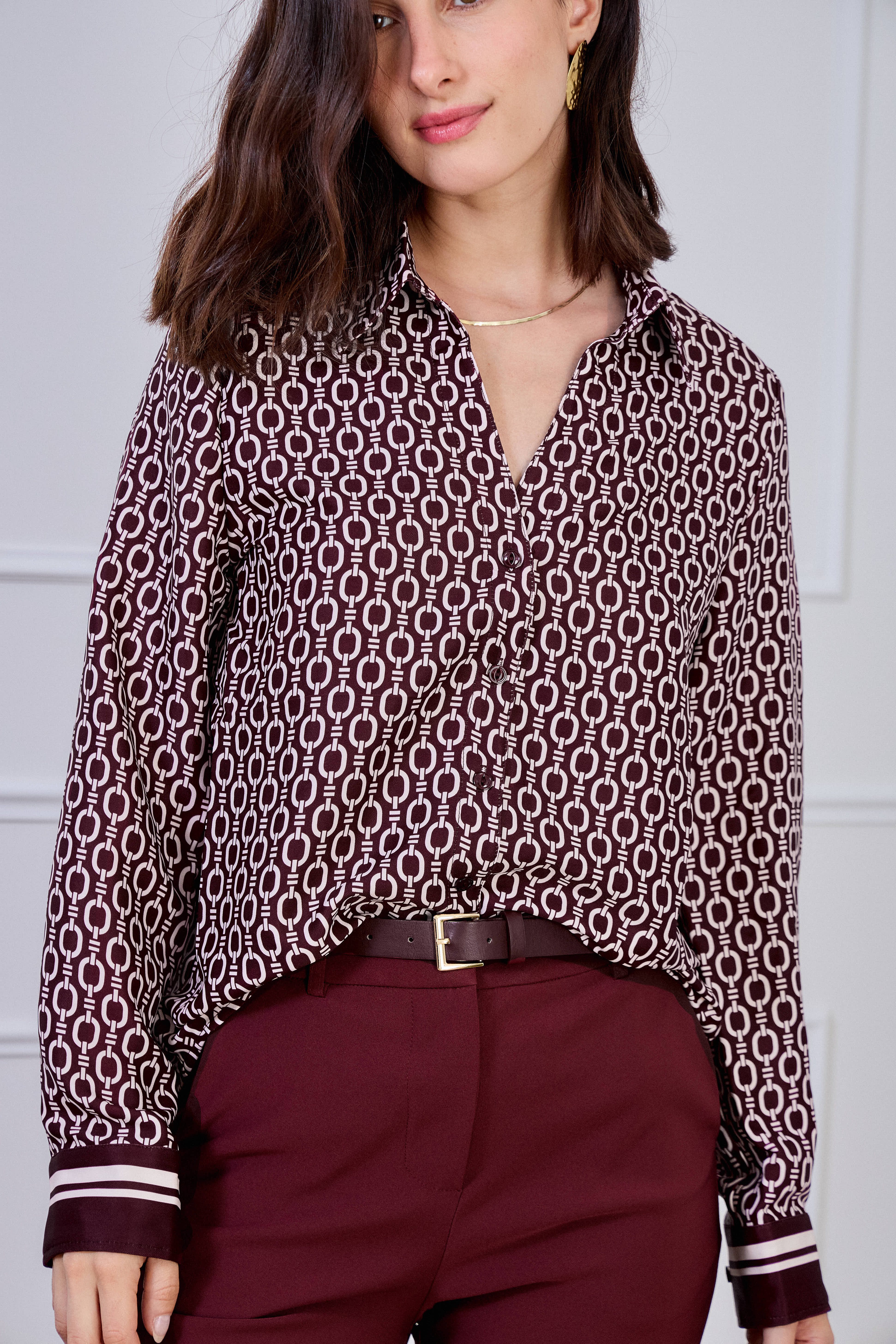 LULUMARY - Wholesale Overhemd met knopen - Dames - Kettingprint overhemd CH352A16