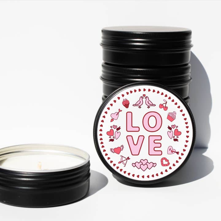 Valentine's Love Travel Tin Soy Candle – 2 oz for wholesale by Val Viola Candles