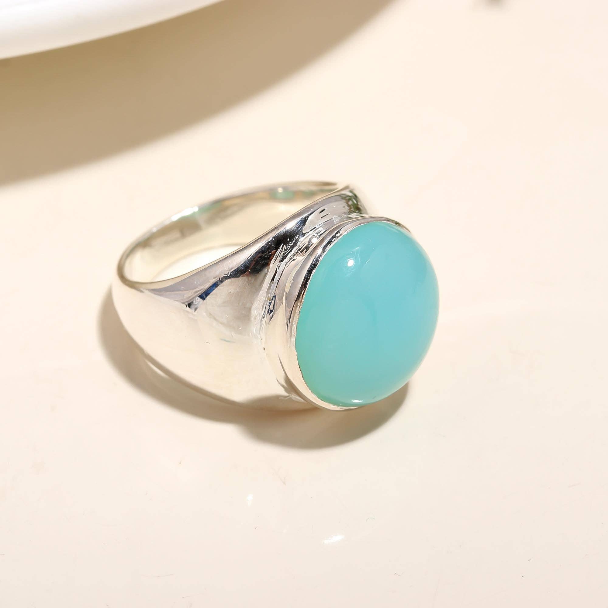 AG 925 JEWELLERY - Wholesale Cocktail/Statement Ring - 925 Silver Blue Chalcedony Ring2