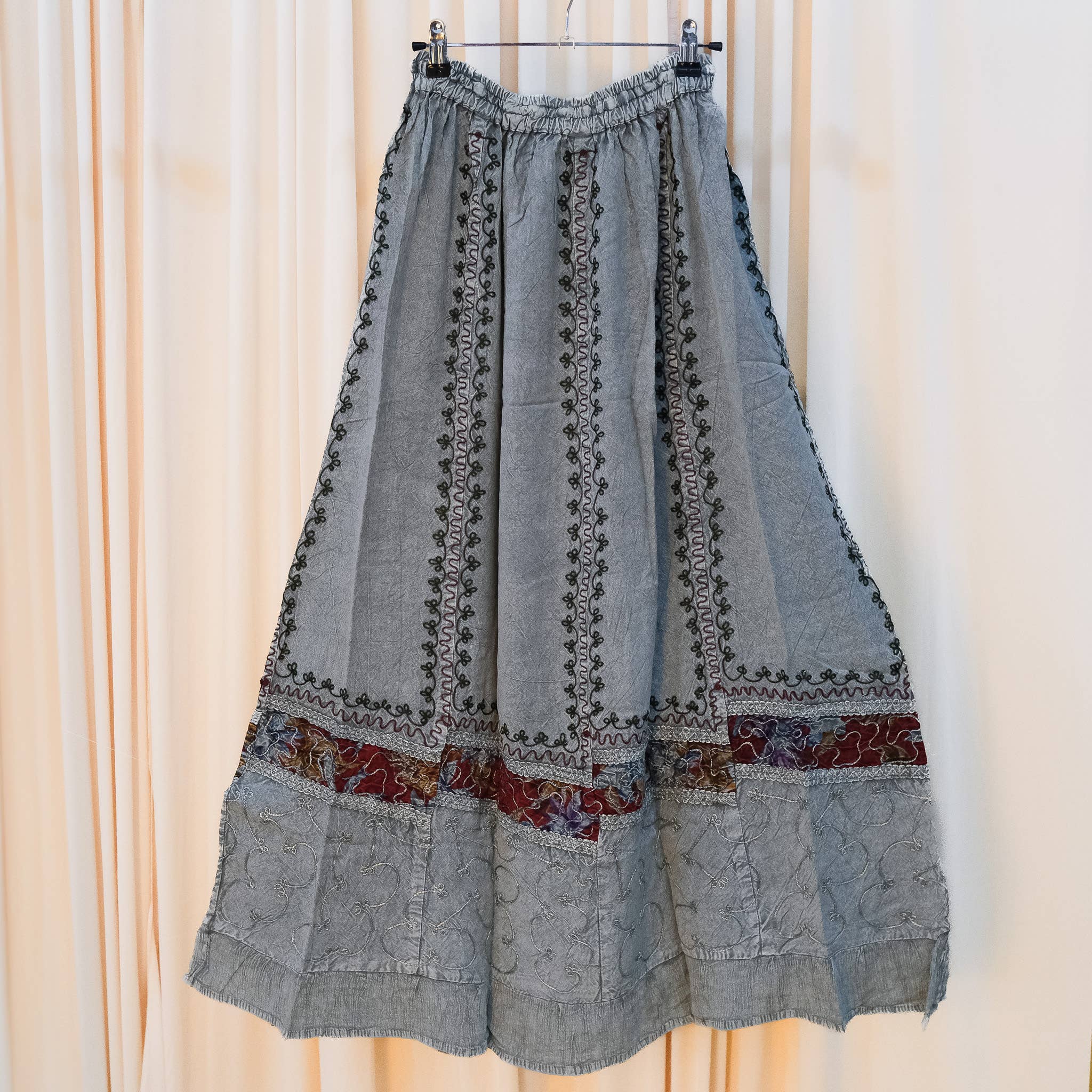 Karma Nepal Crafts - Wholesale Top & Skirt Set - Women's - Flowy Long Tiered Embroidery Skirt9