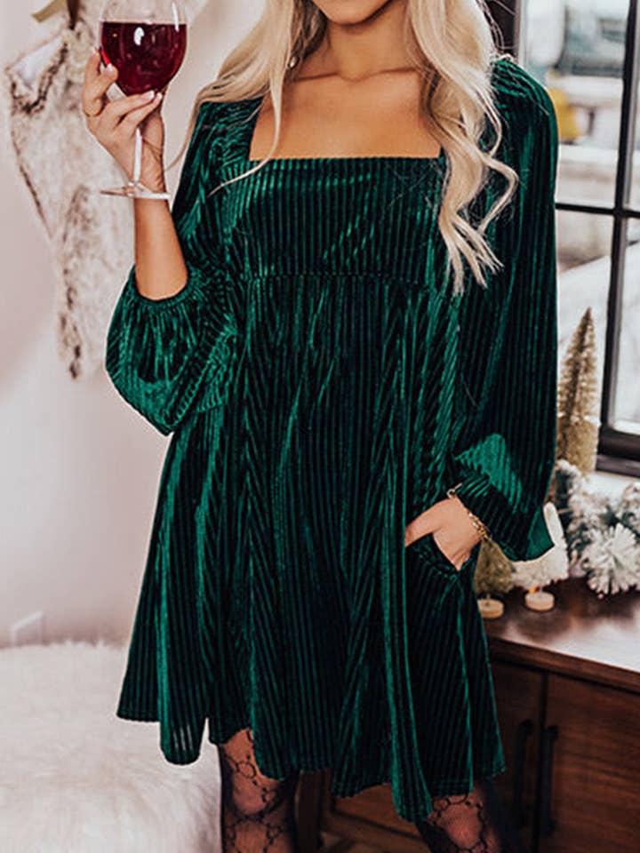 LALA LOO – Engroshandel Kjole - Dame – Babydoll kjole i fløjl med knytbånd
