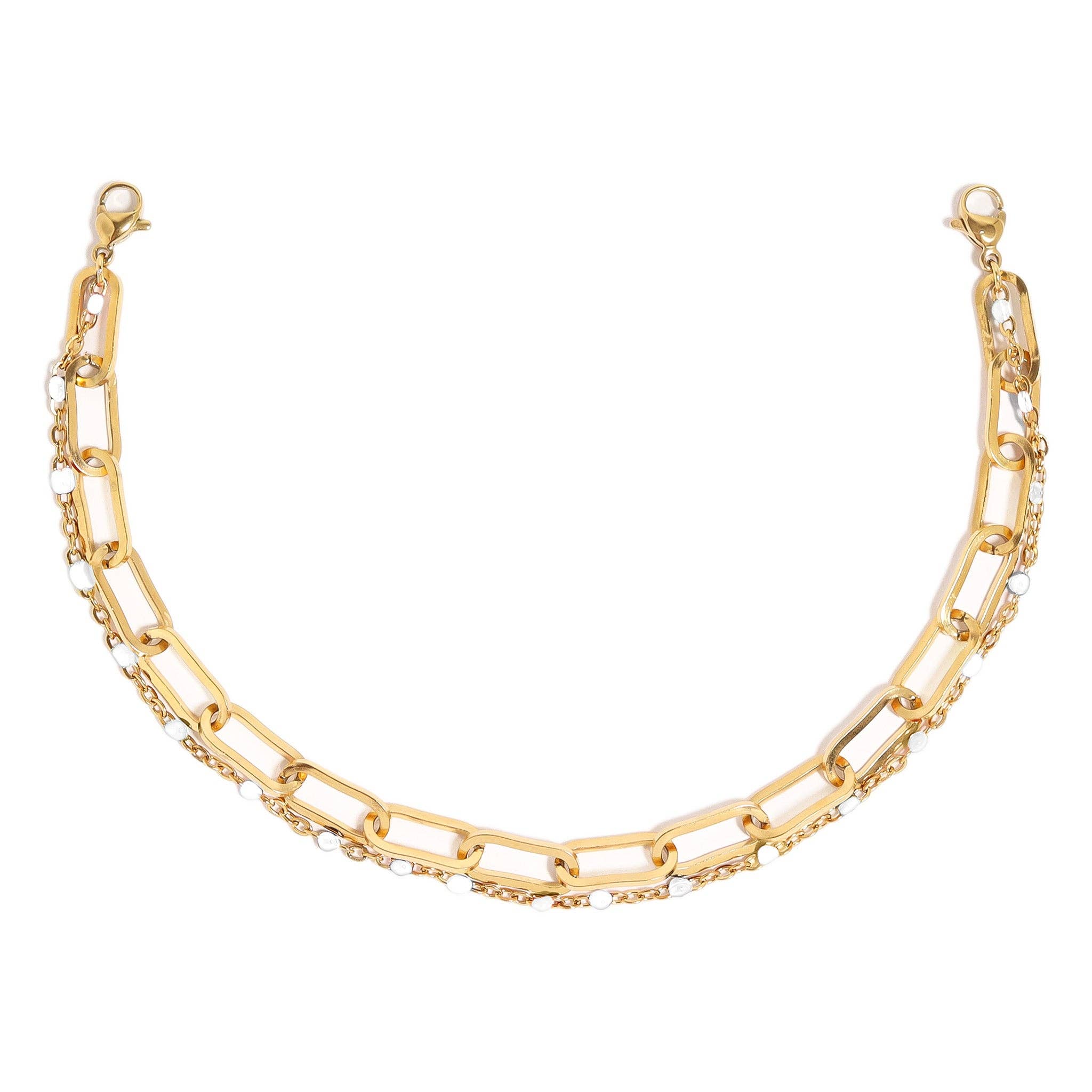 WJW – wholesale Hat accessory – Women's – Trucker Hat Chain: Paperclip and Satellite Layered Chain Set5