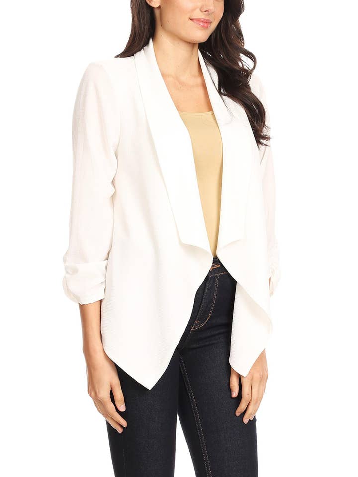 MOA COLLECTION - Wholesale Blazer – Women's - Women's Woven Casual Relaxed Fit Open Front Blazer Jacket25