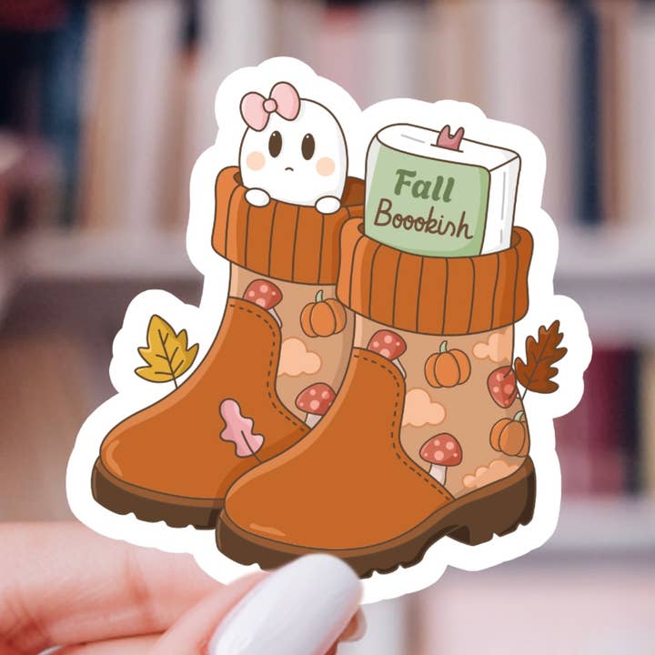Autocollant Cottagecore d'automne – Fantôme littéraire, vinyle brillant pour la vente par Indie Heart Studio