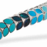 Bracelet Feuilles en Nacre Paua, Plaqué Rhodium pour la vente par Byzantium Collection Ltd