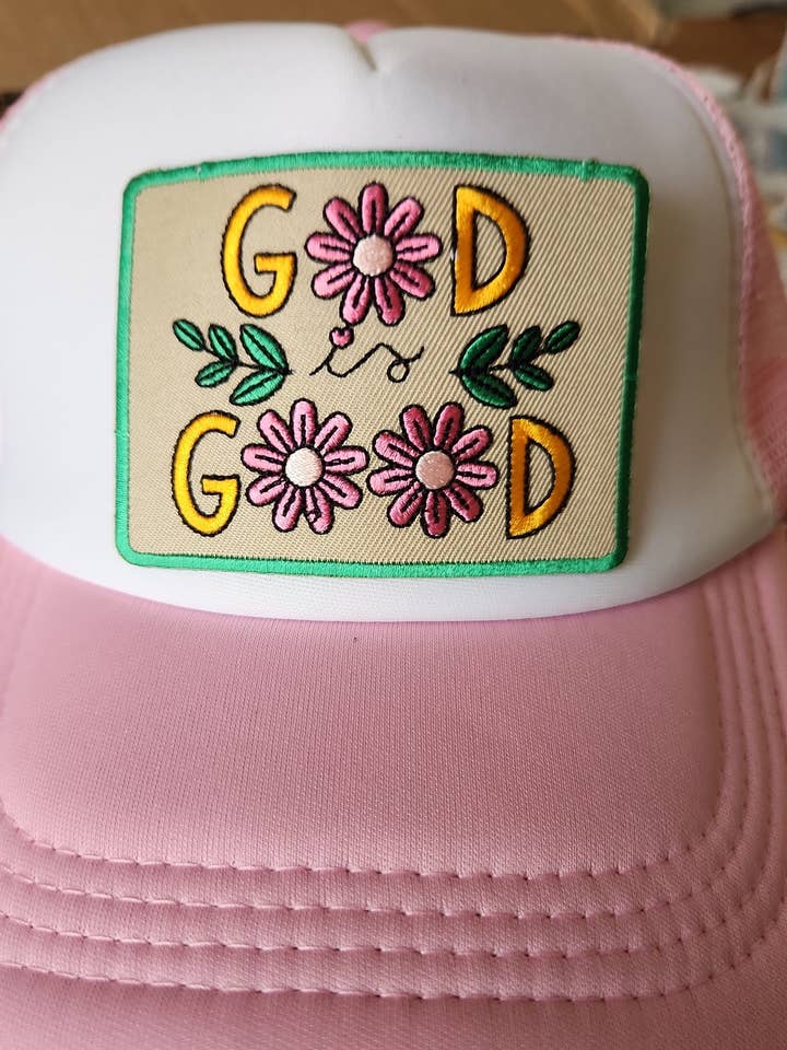 Gott ist gut/Blumen Bügelbild PATCH für den Großhandel von Texas Transfers