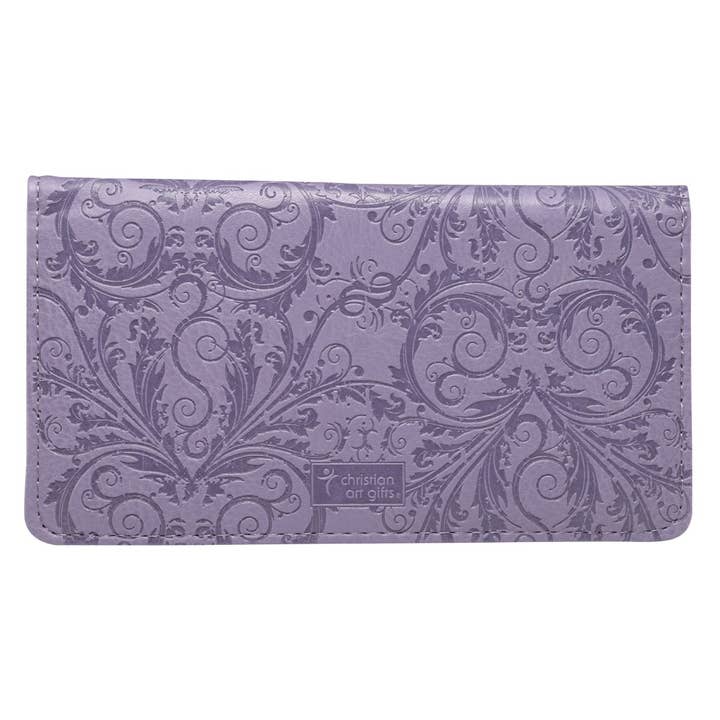 Christian Art Gifts - Wholesale Wallet - Women's - Checkbook Wallet Purple Be Still Ps. 46:10