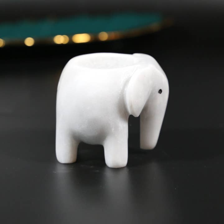 Gemstone Gifts Ltd. – Großhandel Kerzenhalter – Teelichthalter Elefant aus weißem Onyx