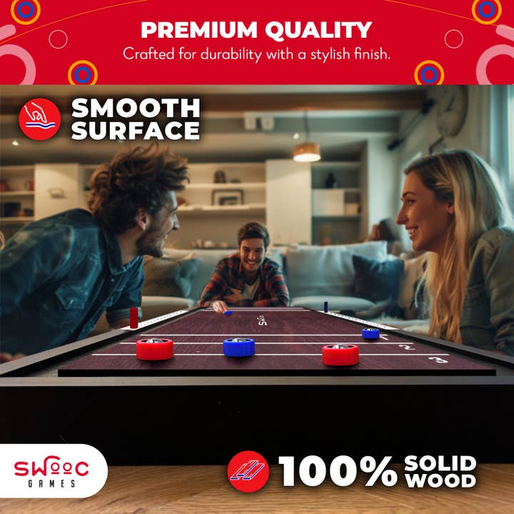 Swooc Games - Wholesale Board Game - 2-in-1 Premium Shuffleboard and Curling Game2