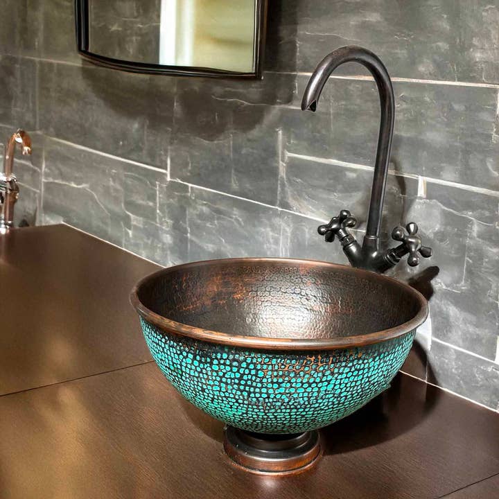 Palmeraies - Wholesale Bathroom Accessory Set - Aged Copper Bathroom Sink with Faucet3