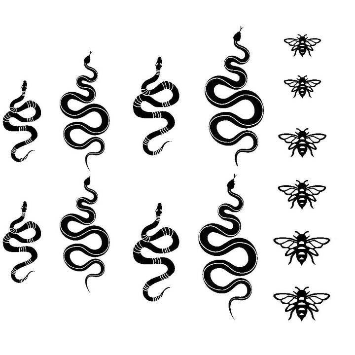 Black Snakes & Bees Stickers - CLEAR voor wholesale door DIPPY COW NAILS