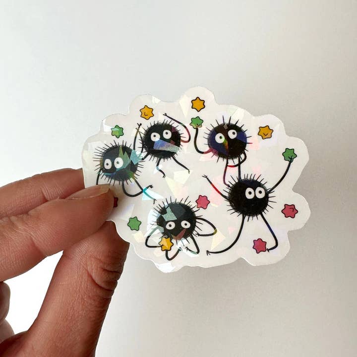 Saguaro Creative Co. - Wholesale Sticker - Holographic Soot Sprite Sticker / Water Resistant Sticker for Water Bottle, Hydro Flask, Yeti, Laptop, Notebook, Planner, Journal, Etc.