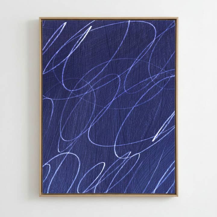 Gestural Marks in Marine by DSCVR Art Framed Canvas Wall Art for wholesale by Art Collectiv