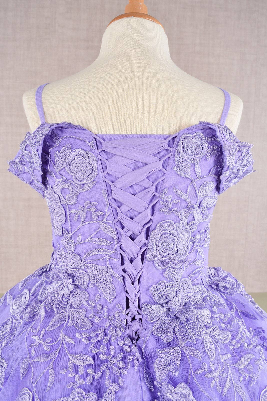 Tux-USA® - Wholesale Dress - Kids - Floral Embroidery Embellished Cut-Away Shoulder Kids Dress8