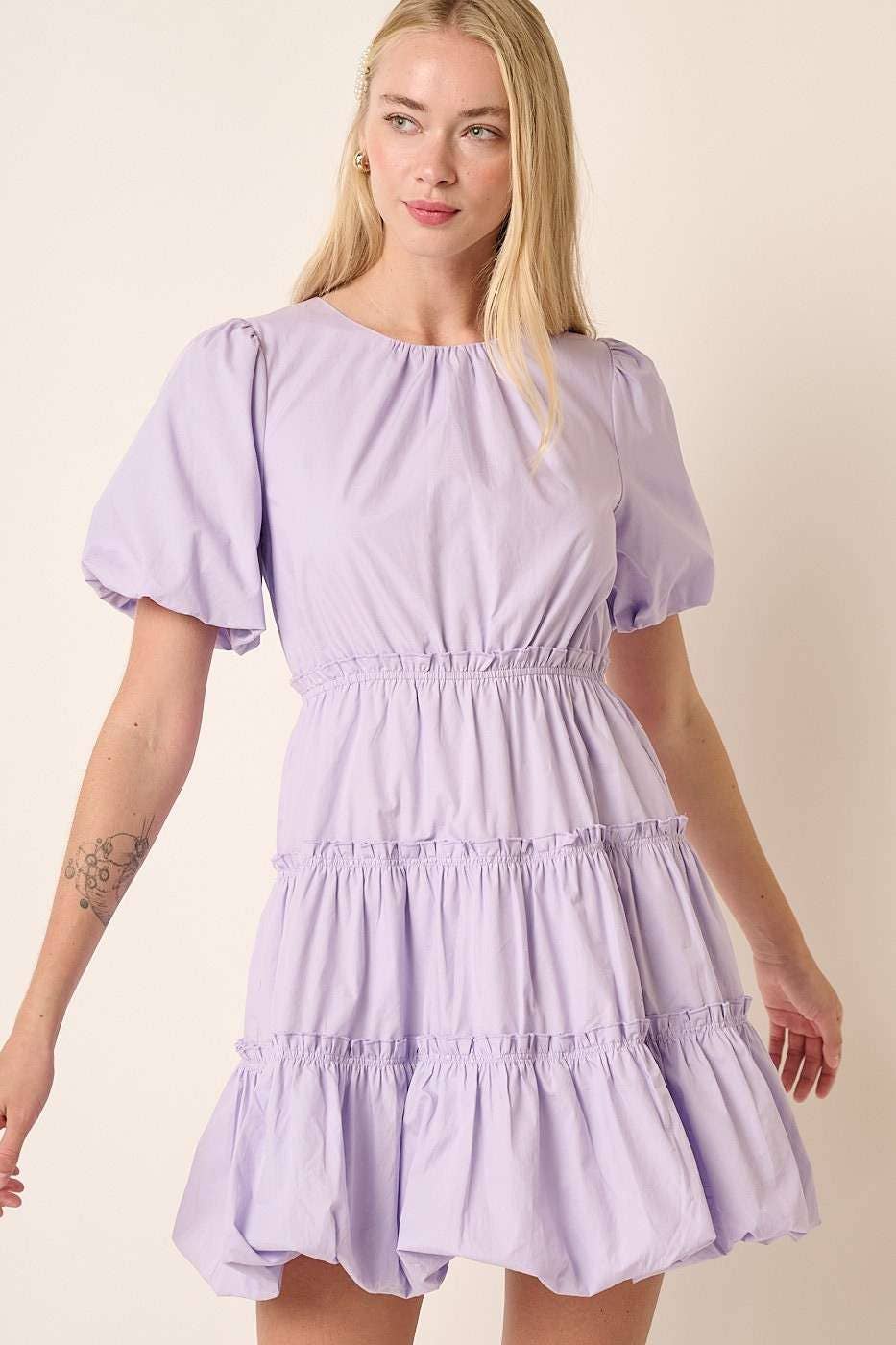 mittoshop - Wholesale Dress - Women's - BALLOON SLEEVE BUBBLE HEM MINI DRESS8