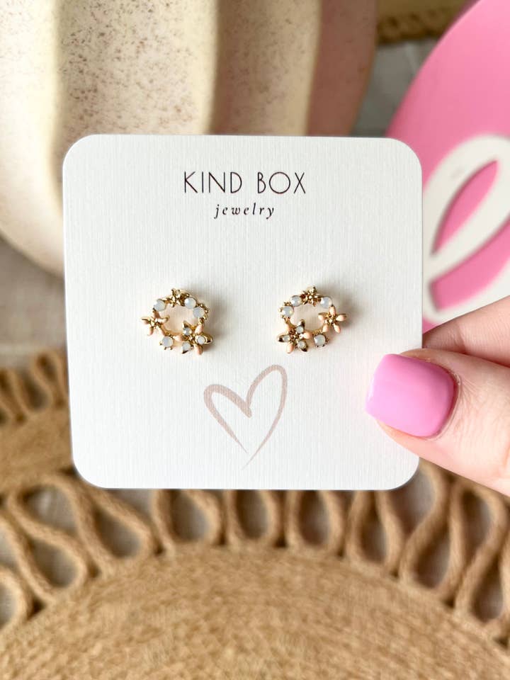 Floral Earrings: Corral Pink Clusters for wholesale by Kind Box