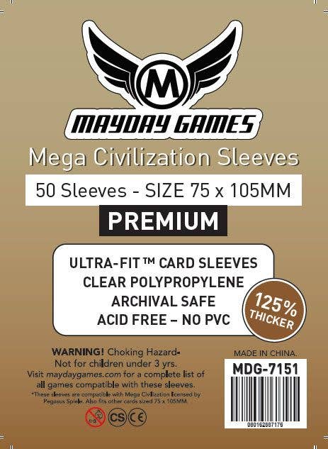 Mayday Games - Wholesale Card Game - Premium Mega Civilization Sleeves (75 x 105 MM) - Pack of 50