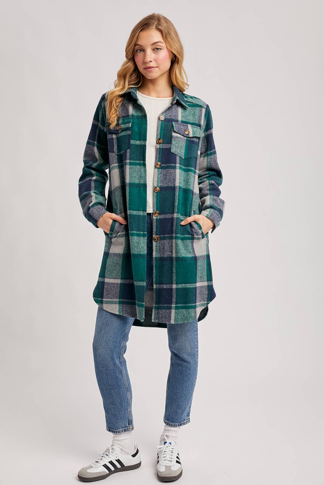 Bluivy – Engroshandel Skjortejakke/shacket – til kvinder – FLANNEL PLAID LANGLINE SHACKET6