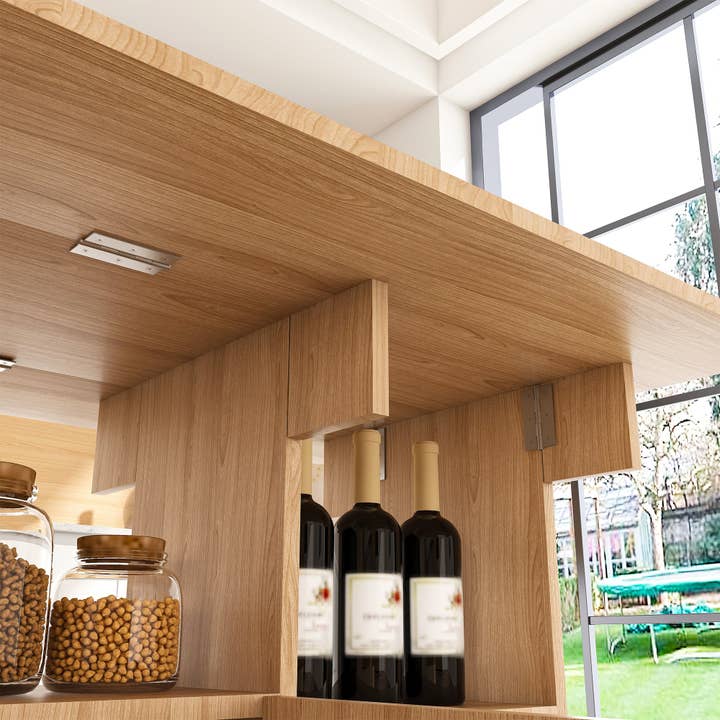 39F Inc. - Wholesale Side Table - Multi-Functional Folding Table with Storage Shelves and Wheels, 47 Inch Foldable Dining Table for Small Spaces, Compact Desk for Kitchen, Dorm, Office4