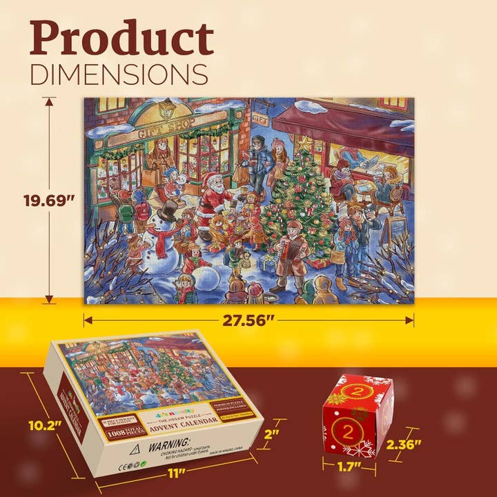 4E's Novelty - Wholesale Puzzle - Adult - 4E's Christmas Advent Calendar Jigsaw – 1008 Pcs, 24 Days