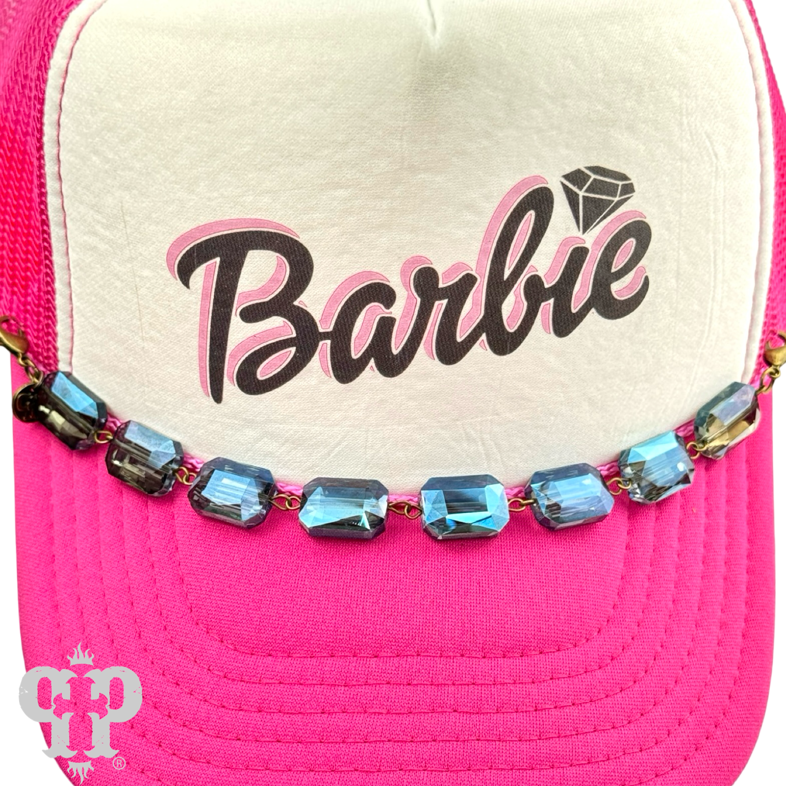 Pink Panache Brands - Wholesale Hat Accessory - Women's - Trucker hat rectangle crystal bead chain7