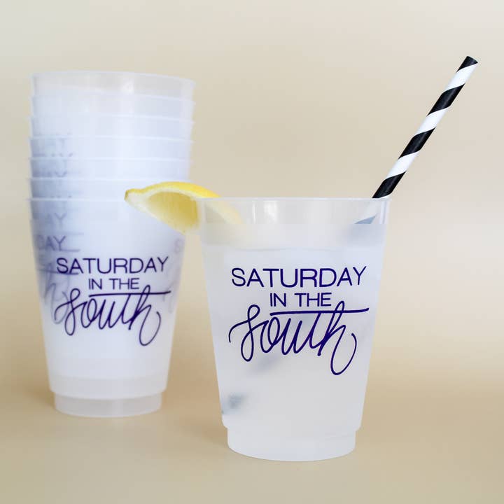 Saturday in the South (Purple) Party Cups Set of 8 16 Ounce for wholesale by Birdie Mae Designs