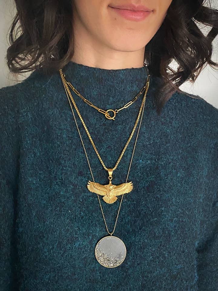 Set of 3 necklaces | eagle necklace for wholesale by Atelier La Rouleuse
