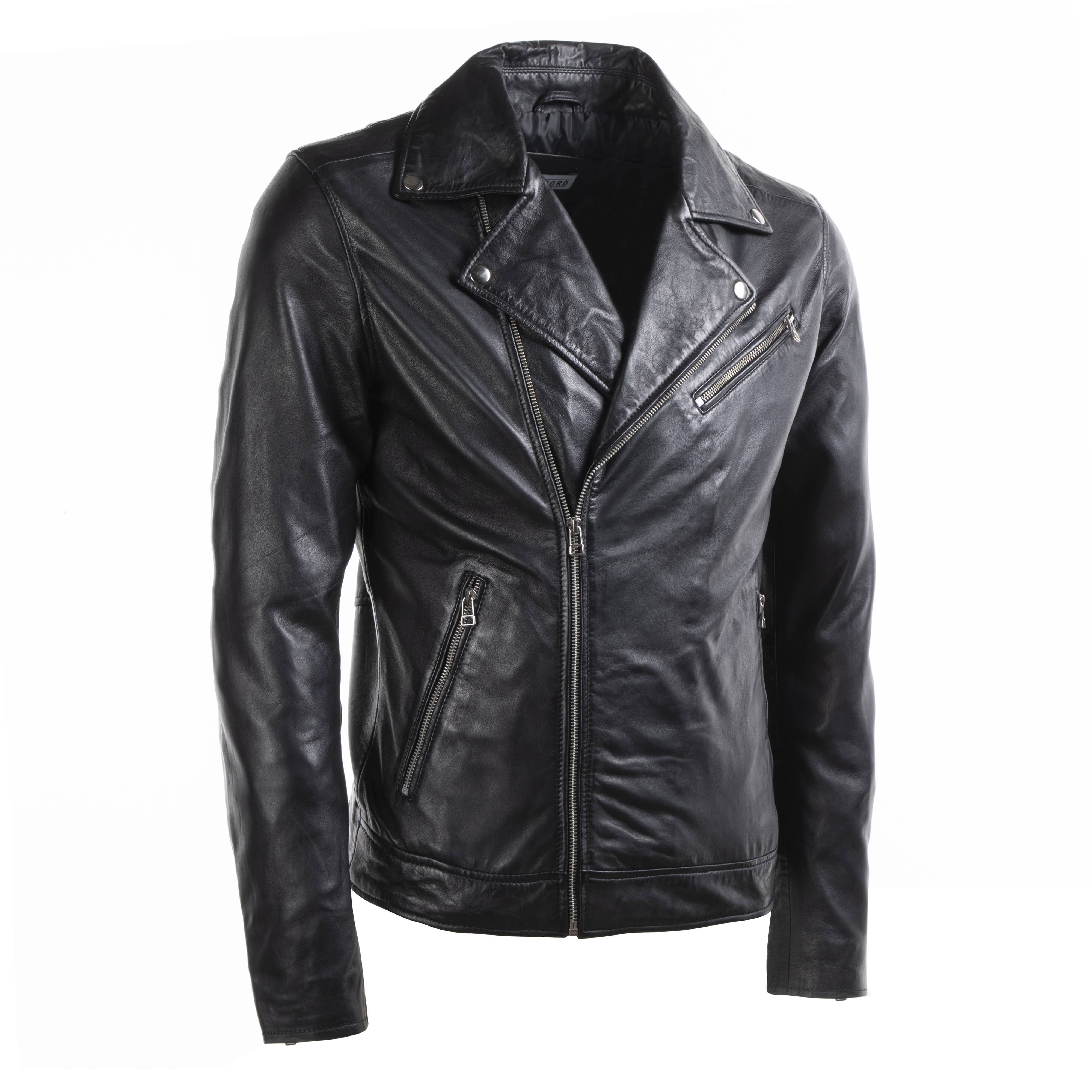 NEGRO Chaqueta de cuero tipo perfecto SCOTT de venta al por mayor en Faire