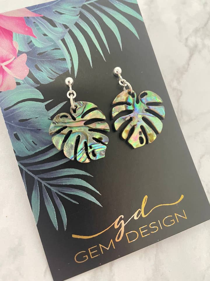 Monstera Leaf Abalone Paua Shell for engroshandel hos Gem Design UK