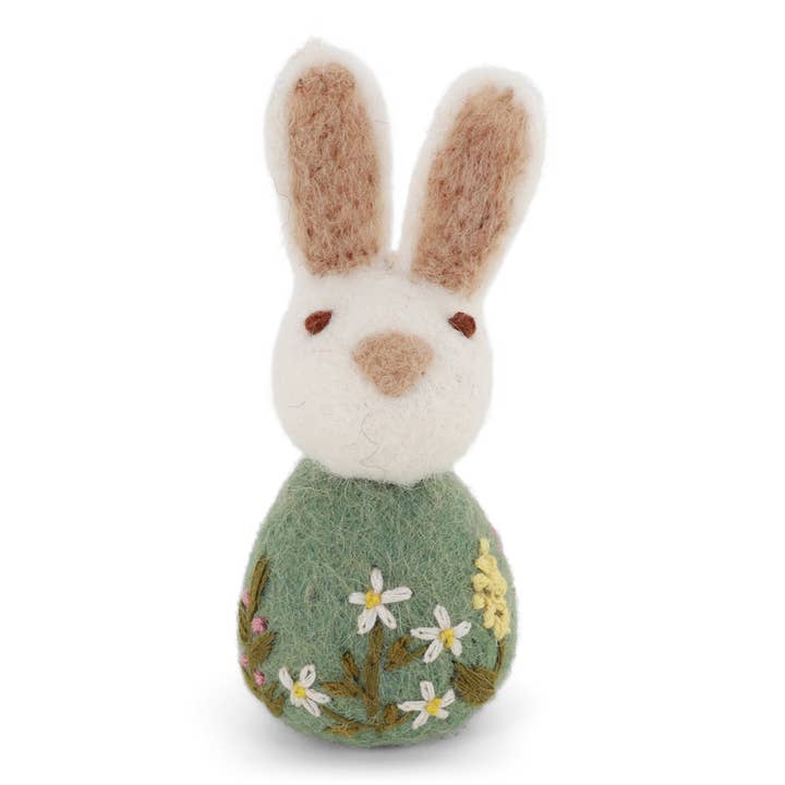 Small Bunny with Flower Embroidery - Green for wholesale by Gry and Sif