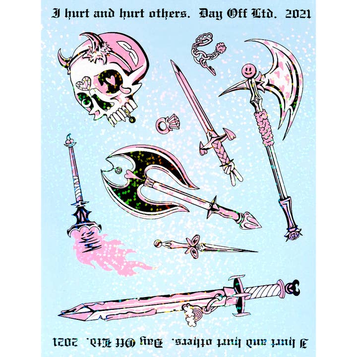Hurt Glitter Sticker Sheet for wholesale by Day Off Ltd.