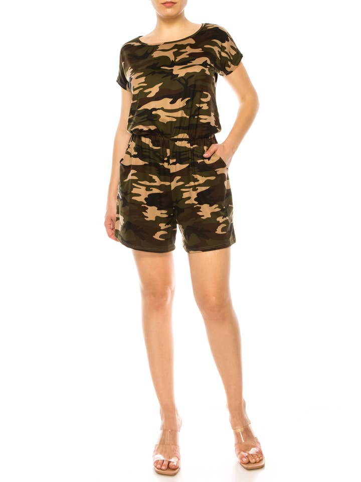 MOA COLLECTION - Wholesale Lounge Romper - Women's - Soft Short Sleeve Romper for Women with Tie Back and Pockets8