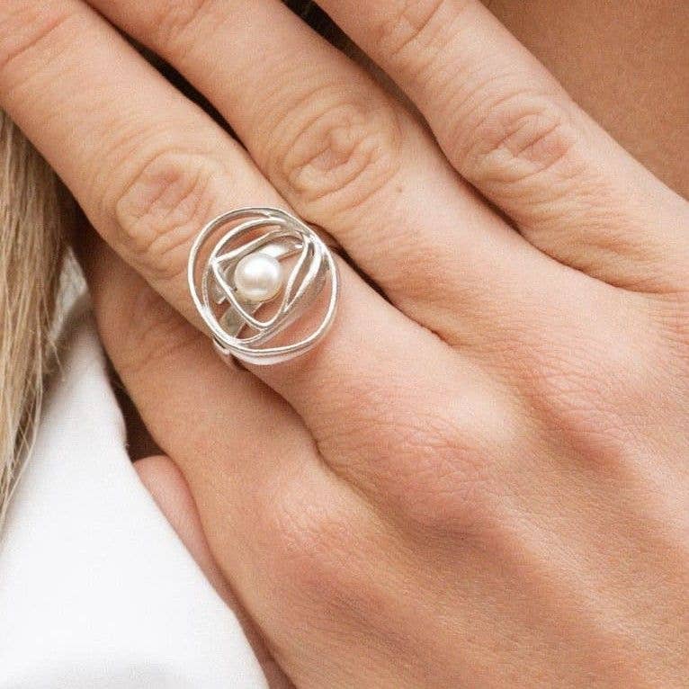 Argent Basic – wholesale Cocktail/Statement Ring – Andromeda-ring med pärla1