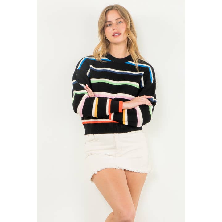 THML - Wholesale Knit Sweater - Women's - Striped Knit Sweater