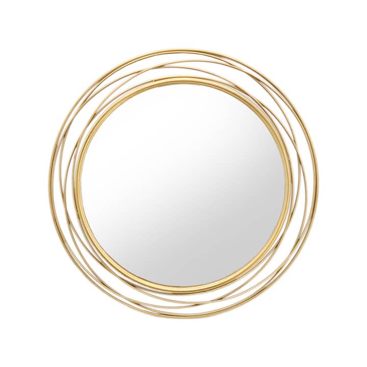 Paris Loft Inc - Wholesale Wall Mirror - PARISLOFT 35.7'' Gold Circle Mirror with Metal Wire Frame