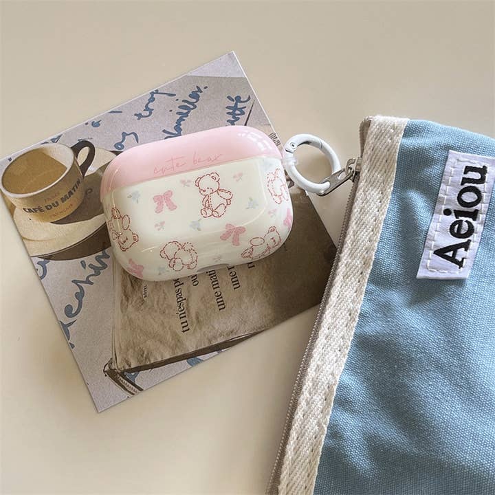 Comely Fashion - Wholesale Earphone/Headphone Case - Unisex - Cute Bear Holiday Gift Pink Airpods Case Cover 5