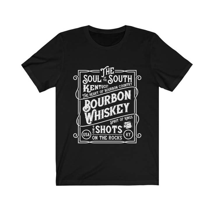 Bourbon Whiskey Shots Printed T-Shirt for wholesale by Luluizy Designs Co.