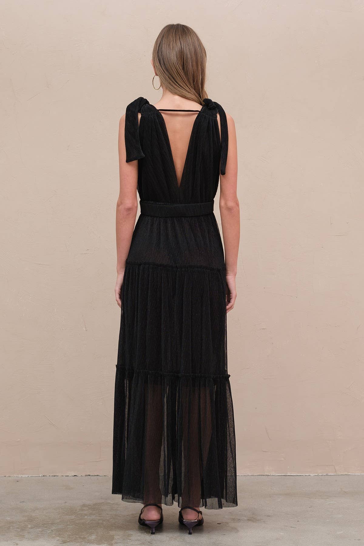 Black Lurex Pleats Dress - RD1019 for wholesale on Faire4