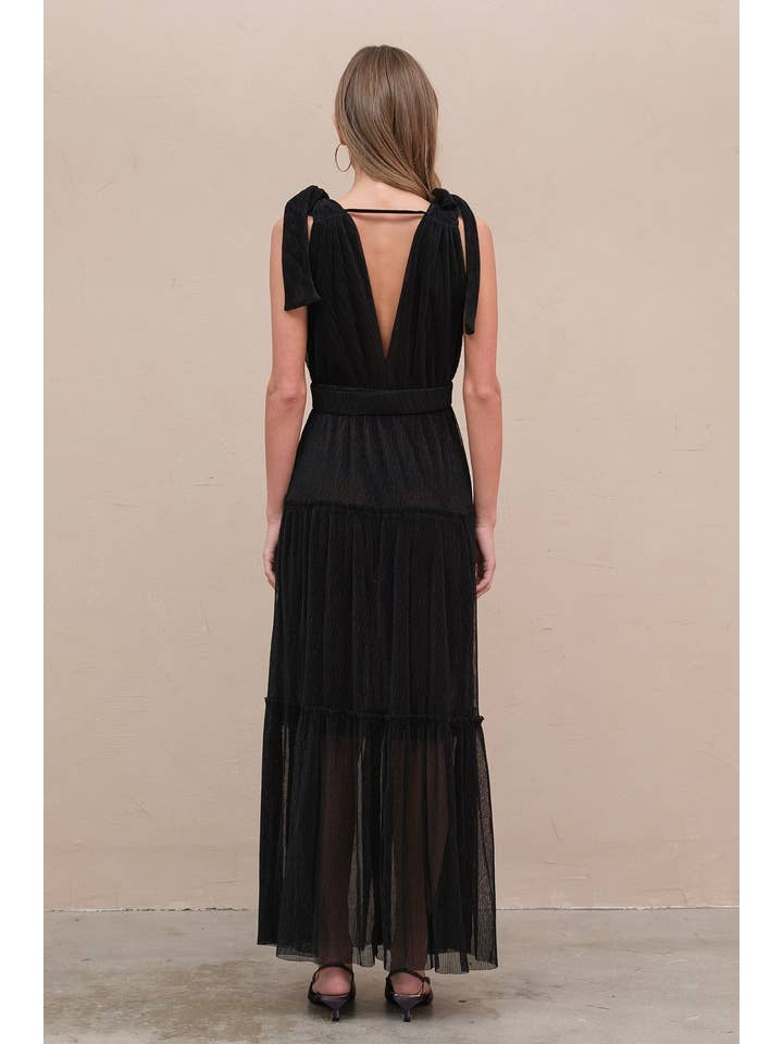Black Lurex Pleats Dress - RD1019 for wholesale on Faire4