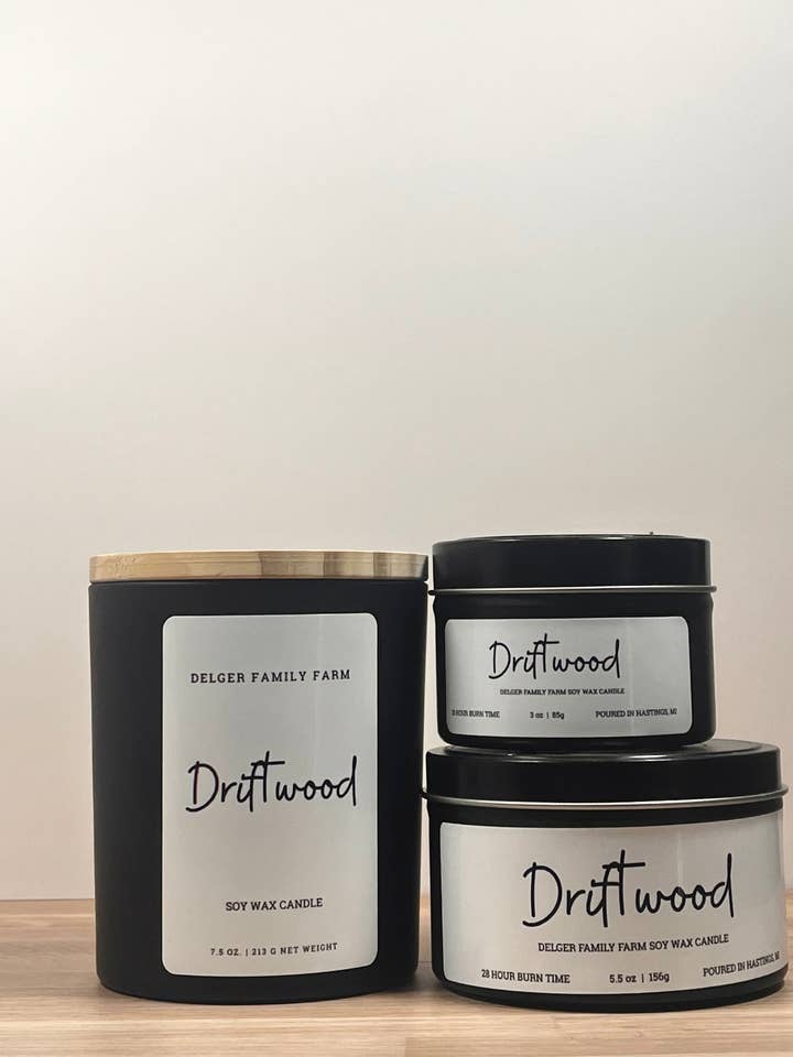 Driftwood Soy Candle | Clean Fragrance Farmhouse Candle for wholesale by Delger Family Farm