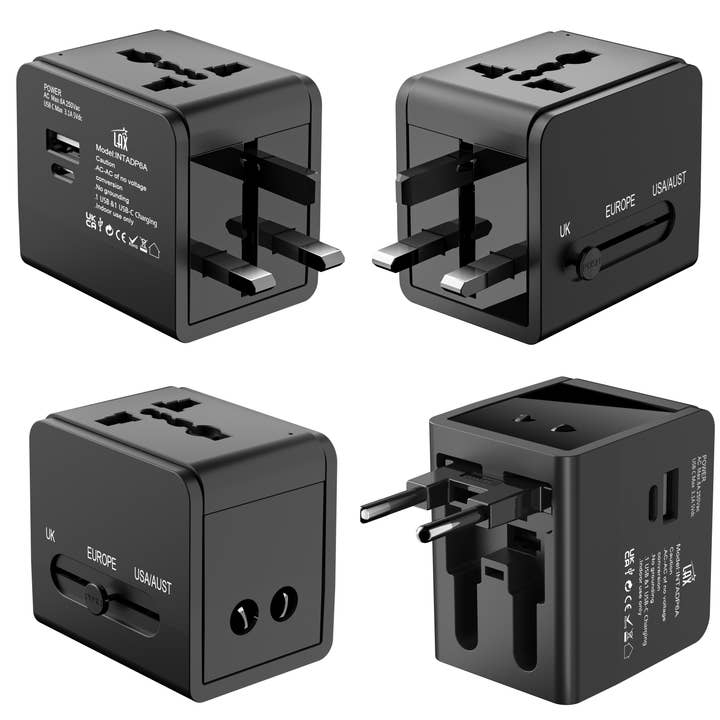 Adaptador de viaje con 1 USB-C 3,1A 5V y 1 USB-A - paquete minorista para venta al por mayor de LAX Gadgets