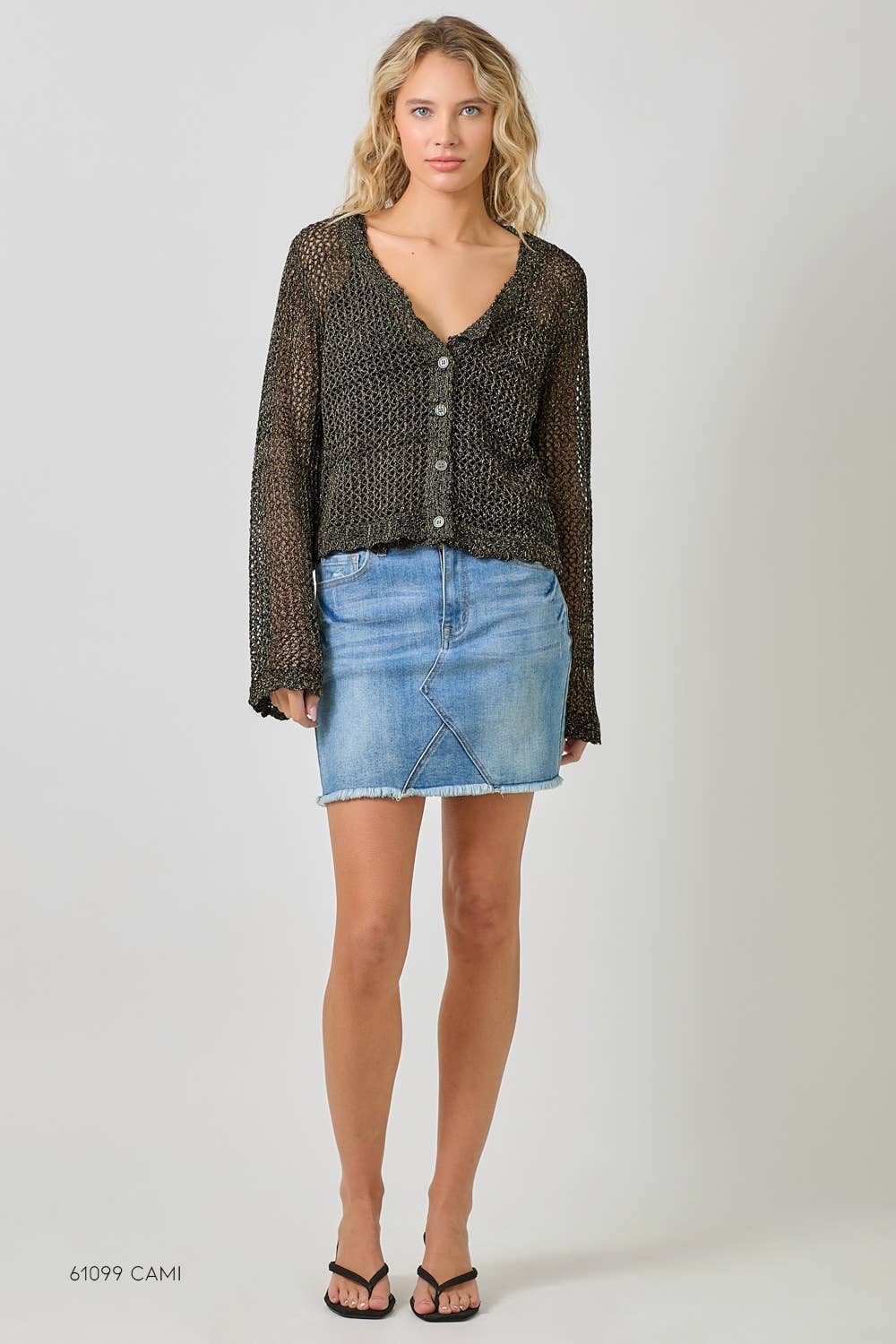 Mystree - Wholesale Cardigan - Women's - 61100 Crochet Style Knit Cardigan 4