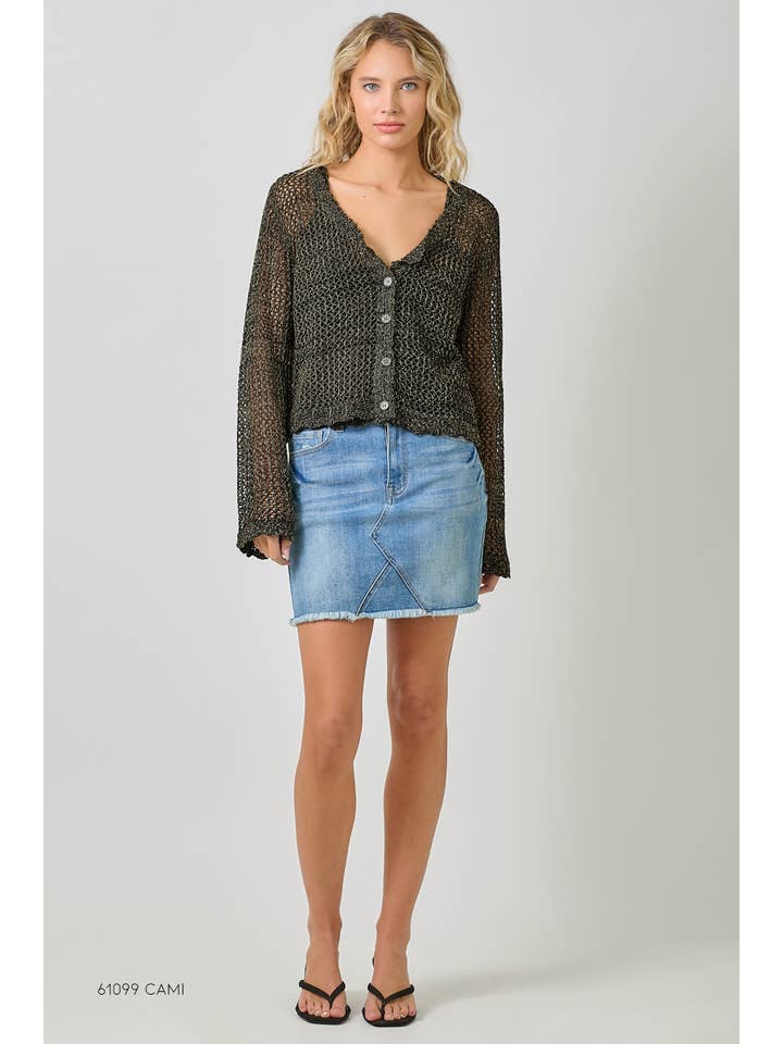 Mystree - Wholesale Cardigan - Women's - 61100 Crochet Style Knit Cardigan 4